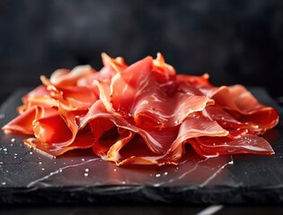 Artisan Jamon Iberico close up, luxury Spanish cured meat photography