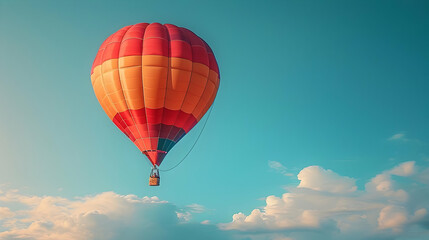 Naklejka premium Hot Air Balloon Soaring Through the Clouds - Illustration