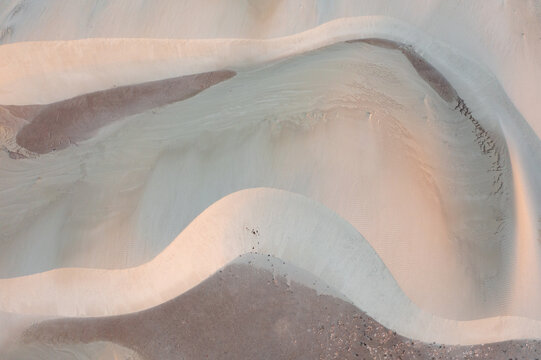 Aerial view of sand dune details and patterns