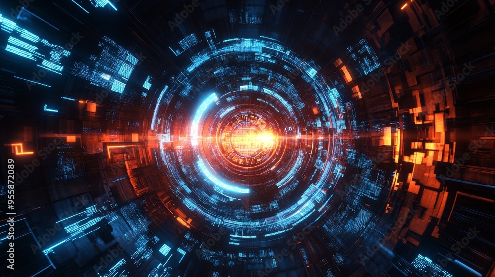 Aufkleber a captivating abstract background depicting a futuristic technology theme. the image features vibran