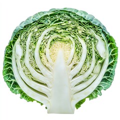Obraz premium A close-up of a halved green cabbage, showcasing its intricate layers and fresh texture.