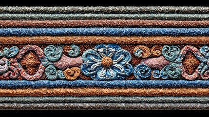 Colorful Stone Mosaic Pattern with Floral Design