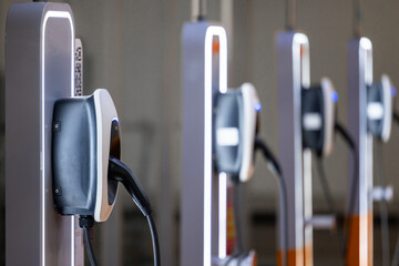 EV charging and electric car, Electric car charging station for charge EV battery, Plug for vehicle...