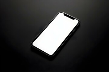 mobile phone with a blank white screen on a black background