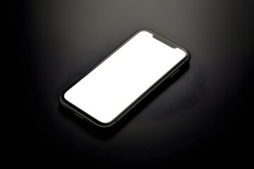 mobile phone with a blank white screen on a black background