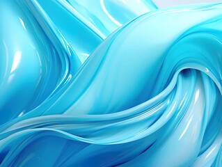 Fototapeta premium Abstract 3D light blue fluid twisted wavy glass morphism. Design visual element for background