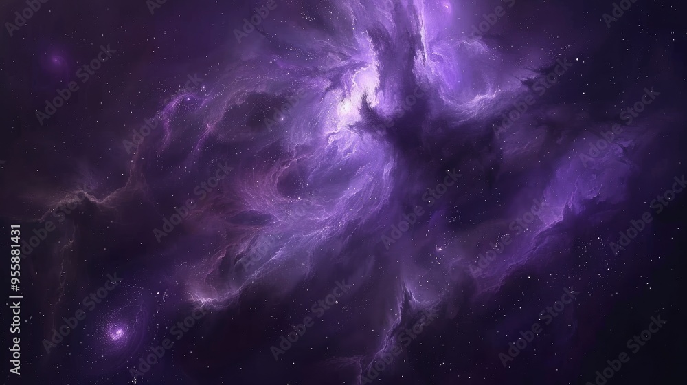 Wall mural purple nebula in deep space