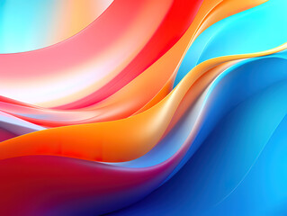 Obraz premium Abstract fluid 3d render gradient colorful paper curved wave in motion bright dynamic background