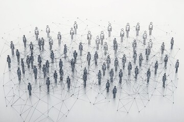 Naklejka premium Simple people shapes connected by lines created with Generative AI