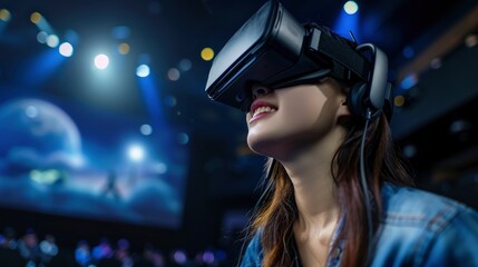 Woman Experiencing Immersive Virtual Reality