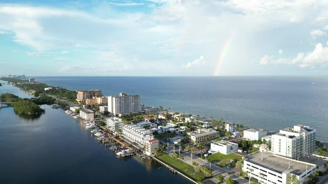 Rainbow off Hollywood Beach on Florida's east coast, located in Broward County between Fort Lauderdale and Miami.
