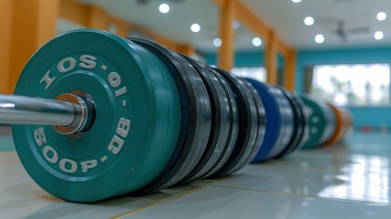 Obraz premium Closeup of Weight Plates in a Gym