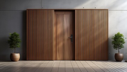 room with wooden door