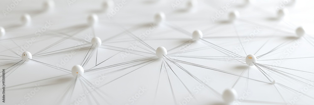 Poster a minimalist representation of a network, showcasing interconnected white nodes connected by fine li