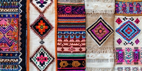 Colorful Woven Textiles  Traditional Moroccan Berber Rugs  Handmade Moroccan Carpets  Moroccan Ethnic Textile Patterns  Vintage Moroccan Fabrics
