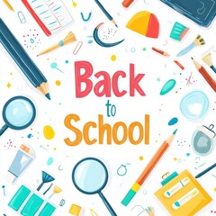 Back to School Illustration with Colorful School Supplies
