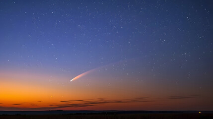 comet trails streaking across a twilight sky