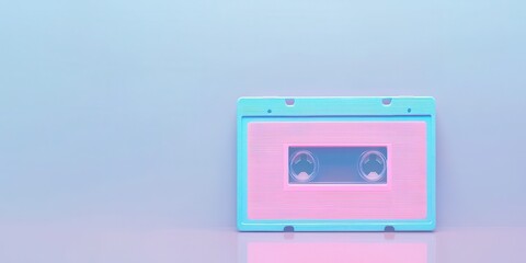 Obraz premium Retro Cassette Tape on Pastel Blue and Pink Background