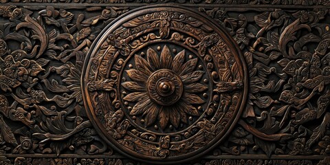 Intricate Carved Wood Panel With Floral Motifs