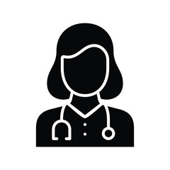 female doctor profile solid vector icon