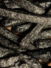 Charcoaled french fried