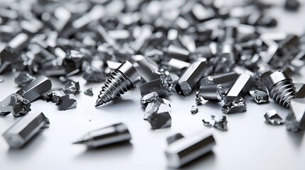 3D Render of a Broken Screw with Metal Fragments - Illustration