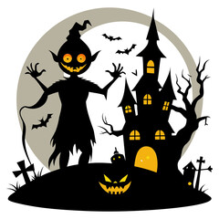 Halloween Design Elements Silhouette vector illustration isolated on a white background