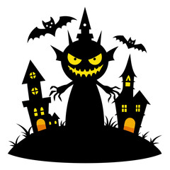 Halloween Design Elements Silhouette vector illustration isolated on a white background