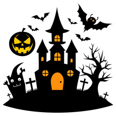 Halloween Design Elements Silhouette vector illustration isolated on a white background