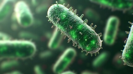 Fototapeta premium A close-up view of a vibrant green bacteria colony thriving in a microscopic environment
