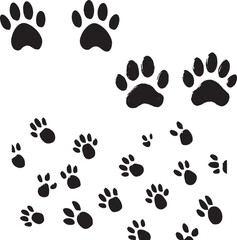 Dog and Cat Paw Silhouette black vector
