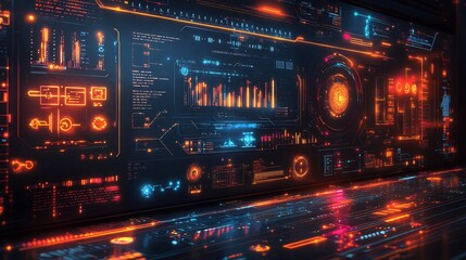 Fototapeta premium Technology infographic diagrams icons and futuristic design elements