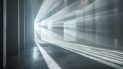 Obraz premium Abstract light rays forming geometric shapes, deep shadows