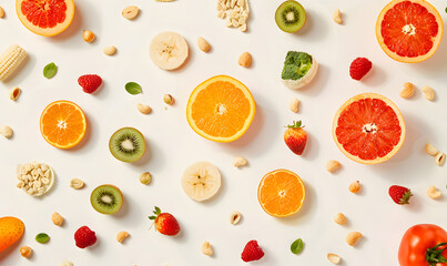 fruits and vegetable herbal concept  for background or 2d illustrator cartoon.