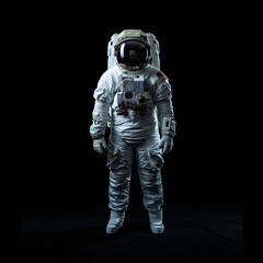 An astronaut in a spacesuit stands against a backdrop of the vast emptiness of space.