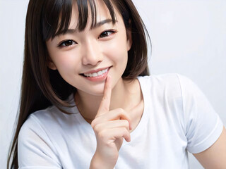 Fototapeta premium 指を口元に置く女性