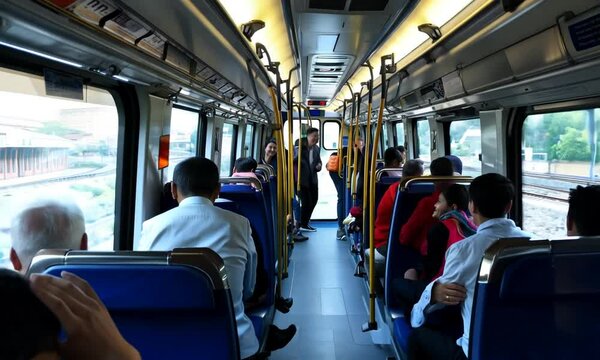 A crowded train carriage