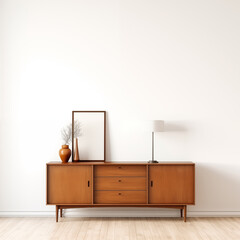 MidCentury Modern Sideboard with Lamp and Vase