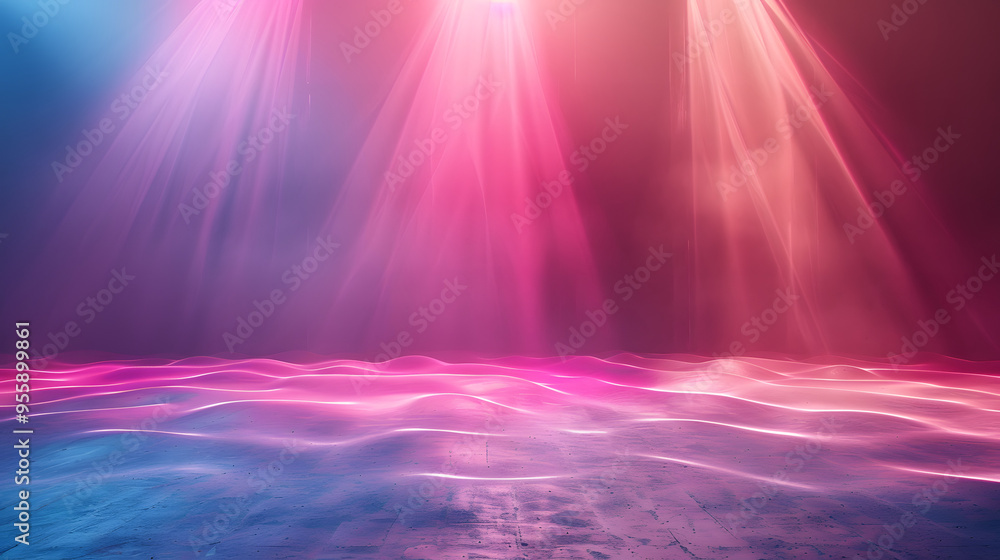 Wall mural stage lights creating a wave-like effect