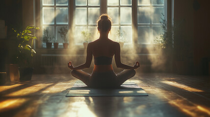 serene yoga practice promoting relaxation and mindfulness in a tranquil atmosphere.