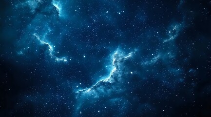 Cosmic Nebula: A Starry Night Sky with Glowing Clouds and Distant Stars
