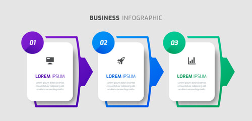 Vector Infographic Business with Rounded Rectangle Label Icon and 3 Numbers for Presentation