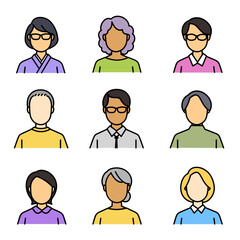 さまざまな人物のアイコンセット
