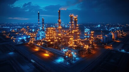 Fototapeta premium Industrial Complex at Night