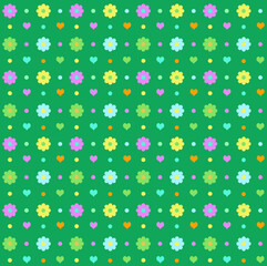 Pretty Poesies on Spring Green Repeat Seamless Pattern