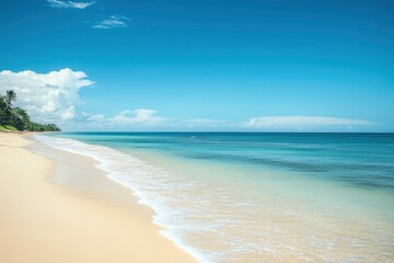 Obraz premium Beautiful beach background. Natural landscape with empty tropical beach , ai