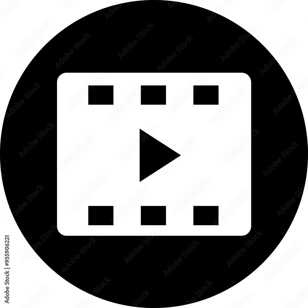 Poster play video button icon. trendy circle vector in flat style. radio symbol video player arrow. music p