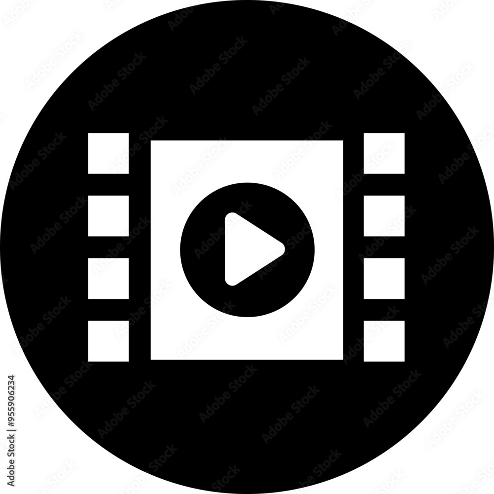 Poster play video button icon. trendy circle vector in flat style. radio symbol video player arrow. music p