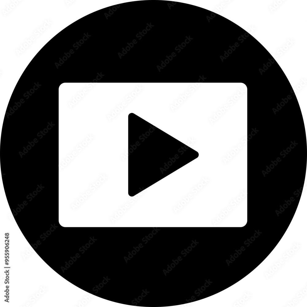Poster play video button icon. trendy circle vector in flat style. radio symbol video player arrow. music p
