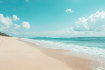 Fototapeta premium Beautiful beach background. Natural landscape with empty tropical beach , ai